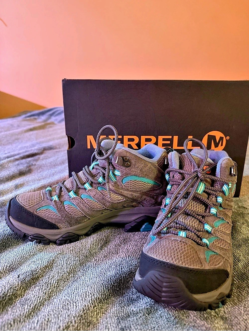 Merrell Moab 3 Mid WP Women's Hiking Boots Gray & Blue US 8 W